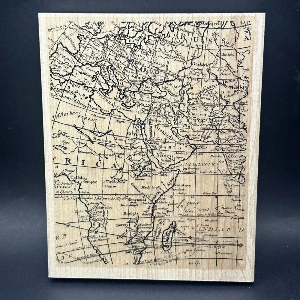 Stampin' up! World Map Mounted Rubber Stamp #130342 vintage globe africa wood